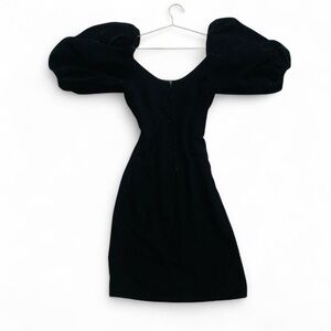 Vintage 1970s Mollie Parnis Black Velvet Midi Dress – Gothic Balloon Sleeve